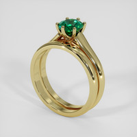 0.74 Ct. Emerald Ring, 18K Yellow Gold 2