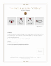 Ruby Ring 1.08 Ct., Platinum 950 Appraisal