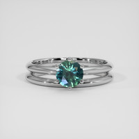 0.72 Ct. Bluish Green Sapphire Ring, 14K White Gold 1