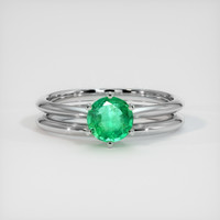 0.64 Ct. Emerald Ring, 18K White Gold 1