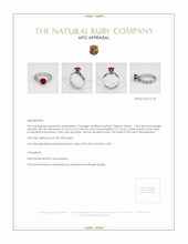 Ruby Ring 1.08 Ct., 18K White Gold Appraisal