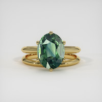 3.51 Ct. Bluish Green Sapphire Ring, 14K Yellow Gold 1