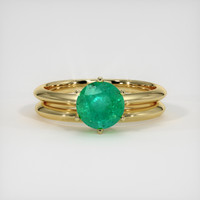 0.94 Ct. Emerald Ring, 18K Yellow Gold 1