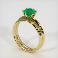 0.94 Ct. Emerald Ring, 18K Yellow Gold 2