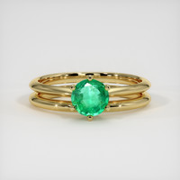 0.64 Ct. Emerald Ring, 18K Yellow Gold 1