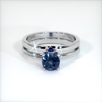 0.88 Ct. Greenish Blue Sapphire Ring, 10K White Gold 1