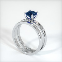 0.88 Ct. Greenish Blue Sapphire Ring, 10K White Gold 2