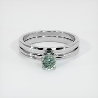 0.67 Ct. Greenish Blue Sapphire Ring, 14K White Gold 1