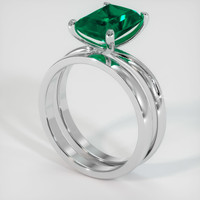 2.10 Ct. Emerald Ring, 18K White Gold 2