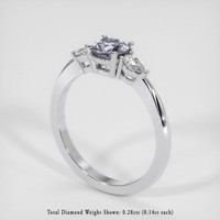 0.77 Ct. Greyish Blue Sapphire Ring, Platinum 950 2