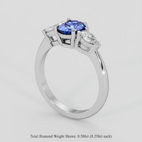 1.09 Ct. Blue Sapphire Ring, 14K White Gold 2
