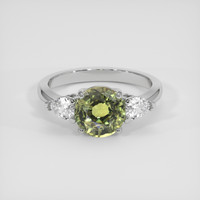 2.58 Ct. Greenish Yellow Sapphire Ring, 18K White Gold 1