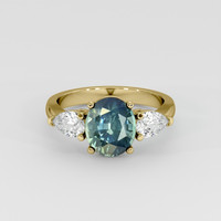 2.70 Ct. Bluish Green Sapphire Ring, 14K Yellow Gold 1