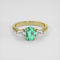 0.96 Ct. Emerald Ring, 18K Yellow Gold 1