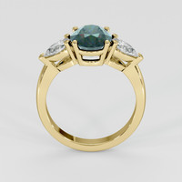2.70 Ct. Bluish Green Sapphire Ring, 18K Yellow Gold 3