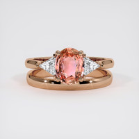 1.46 Ct. Padparadscha Sapphire Ring, 18K Rose Gold 1