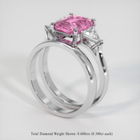 3.08 Ct. Pink Sapphire Ring, 18K White Gold 2