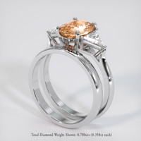 2.00 Ct. Padparadscha Sapphire Ring, 18K White Gold 2