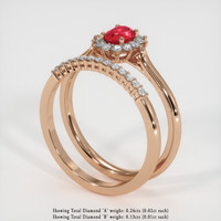 0.61 Ct. Ruby  Ring - 14K Rose Gold