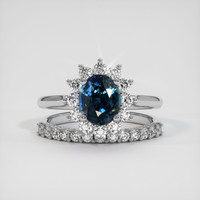 1.43 Ct. Greenish Blue Sapphire Ring, 10K White Gold 1