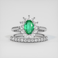 0.55 Ct. Emerald Ring, 18K White Gold 1