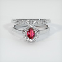 0.63 Ct. Ruby Ring, 18K White Gold 1
