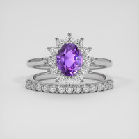 1.55 Ct. Purple Sapphire Ring, 18K White Gold 1