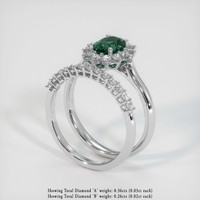 1.15 Ct. Bluish Green Sapphire Ring, 18K White Gold 2