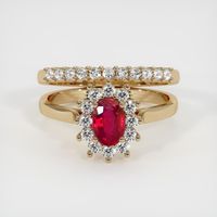 0.69 Ct. Ruby Ring, 14K Yellow Gold 1