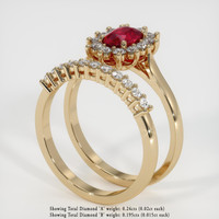 0.69 Ct. Ruby Ring, 14K Yellow Gold 2