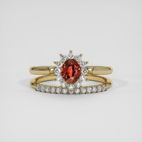 0.78 Ct. Orangish Red Ruby Ring, 14K Yellow Gold 1