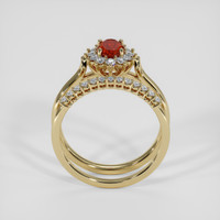 0.78 Ct. Orangish Red Ruby Ring, 14K Yellow Gold 3