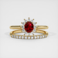 0.80 Ct. Ruby Ring, 14K Yellow Gold 1