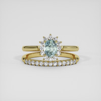 0.80 Ct. Bluish Green Sapphire Ring, 14K Yellow Gold 1