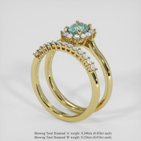 0.80 Ct. Bluish Green Sapphire Ring, 14K Yellow Gold 2