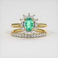 0.68 Ct. Emerald Ring, 18K Yellow Gold 1