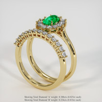 0.50 Ct. Emerald Ring, 18K Yellow Gold 2