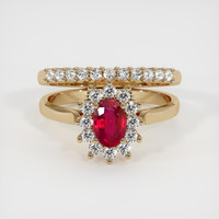 0.69 Ct. Ruby Ring, 18K Yellow Gold 1