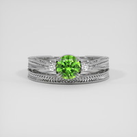0.88 Ct. Green Demantoid Garnet Ring, 18K White Gold 1