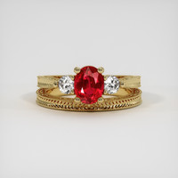 1.20 Ct. Ruby Ring, 18K Yellow Gold 1