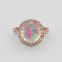 2.10 Ct. Multi Color Black Opal (Dark Opal) Ring, 14K Rose Gold 1