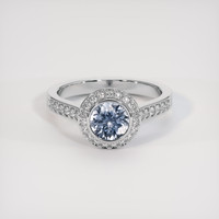 1.31 Ct. Greyish Blue Sapphire Ring, 14K White Gold 1