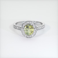 0.96 Ct. Yellowish Green Sapphire Ring, 14K White Gold 1