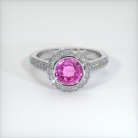 1.72 Ct. Pink Sapphire Ring, 18K White Gold 1