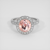 3.59 Ct. Padparadscha Sapphire Ring, 18K White Gold 1