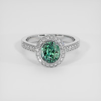 2.08 Ct. Bluish Green Sapphire Ring, 18K White Gold 1
