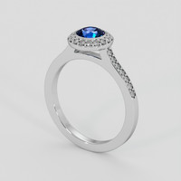 0.99 Ct. Blue Sapphire Ring, 18K White Gold 2