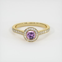0.64 Ct. Pink Sapphire Ring, 18K Yellow Gold 1