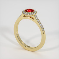 0.68 Ct. Ruby Ring, 18K Yellow Gold 2