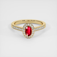0.38 Ct. Ruby Ring, 18K Yellow Gold 1